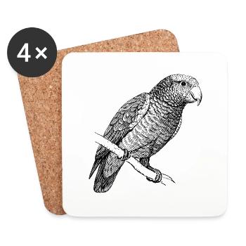 parrot40 - Dessous de verre (lot de 4) - blanc - Devant