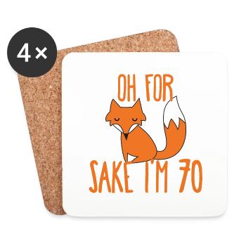 70e anniversaire: Oh Pour Sake Je suis 70 - Dessous de verre (lot de 4) - blanc - Devant