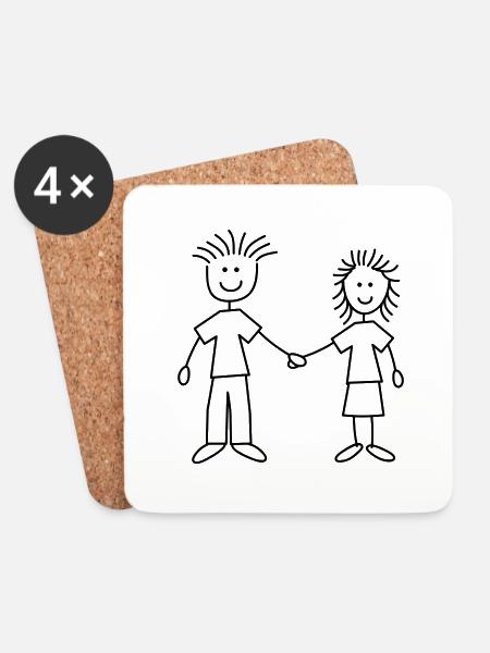 family_mom_and_dad_1c - Untersetzer (4er-Set) - Weiß