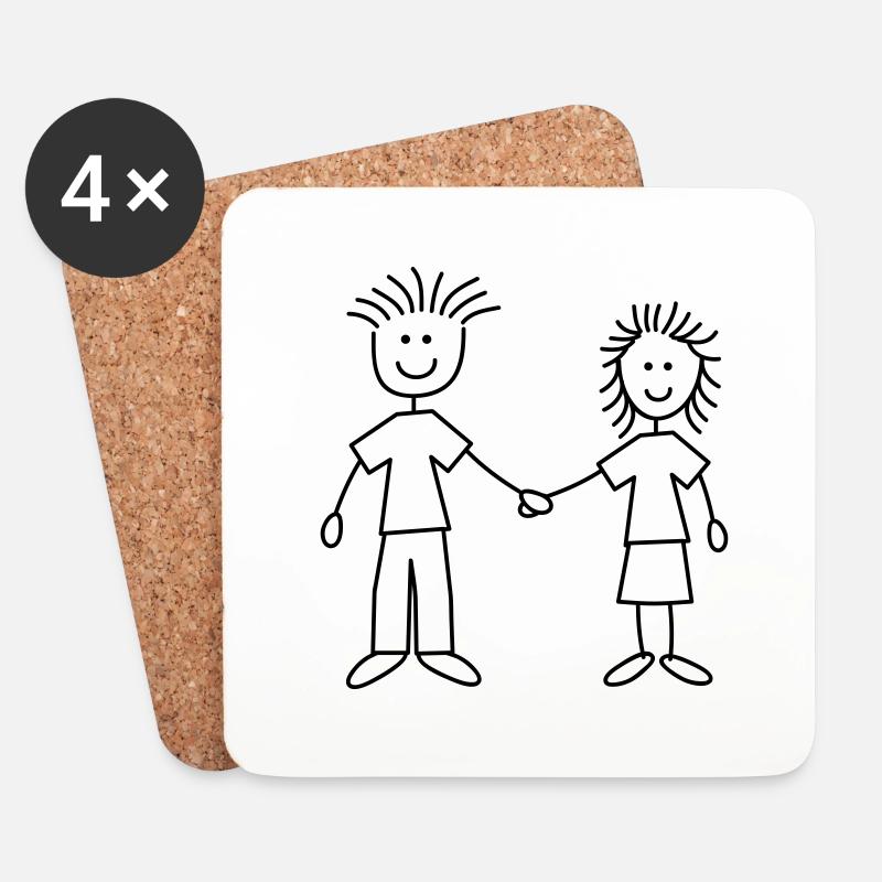 family_mom_and_dad_1c - Untersetzer (4er-Set) - Weiß