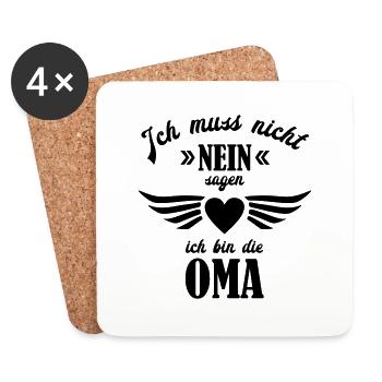 Ich muss nicht nein sagen Oma - Untersetzer (4er-Set) - Weiß - Vorne