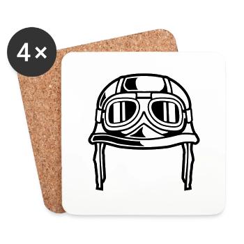 Motorrad Helm - Untersetzer (4er-Set) - Weiß - Vorne