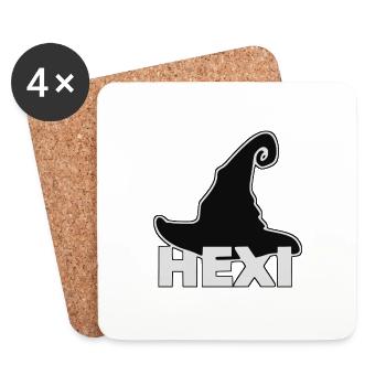 Hexi Hexe Hexenhut / witchcraft Zicke Zauber Hut - Untersetzer (4er-Set) - Weiß - Vorne