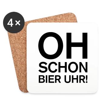 schon Bier Uhr Feierabend Bierdurst löschen Kneipe - Untersetzer (4er-Set) - Weiß - Vorne