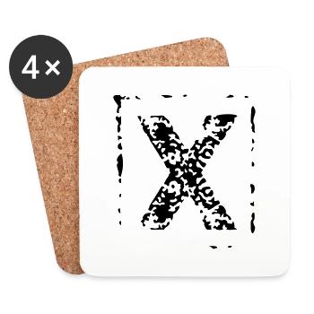 X Grunge - Untersetzer (4er-Set) - Weiß - Vorne