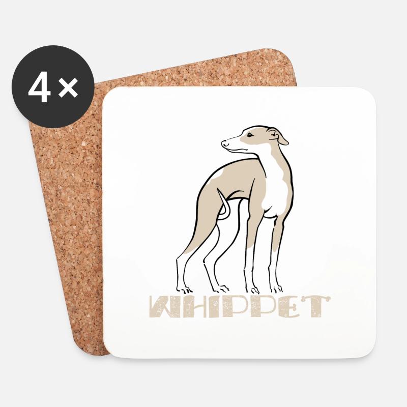 Whippet 45 - Untersetzer (4er-Set) - Weiß