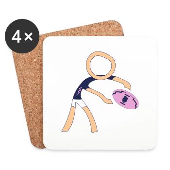 Rugbyman du stade français - Dessous de verre (lot de 4) - blanc - Devant