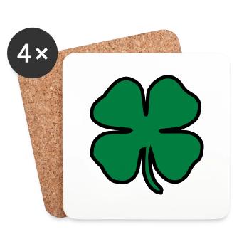 kleeblatt glueck shamrock luck four leaf clover9 - Untersetzer (4er-Set) - Weiß - Vorne