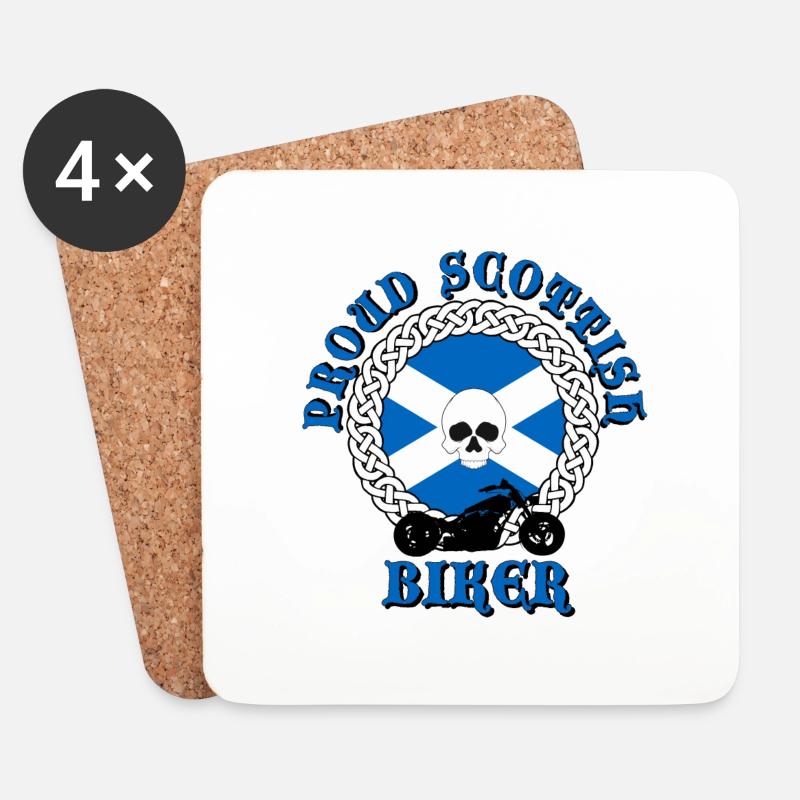 Proud Scottish Biker - Untersetzer (4er-Set) - Weiß