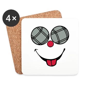 petanque boule smiley sourire langue2 - Dessous de verre (lot de 4) - blanc - Devant