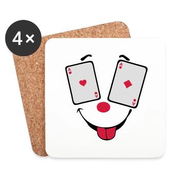 carte poker as paire smiley2 - Dessous de verre (lot de 4) - blanc - Devant