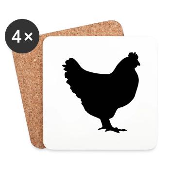 poulet - Dessous de verre (lot de 4) - blanc - Devant