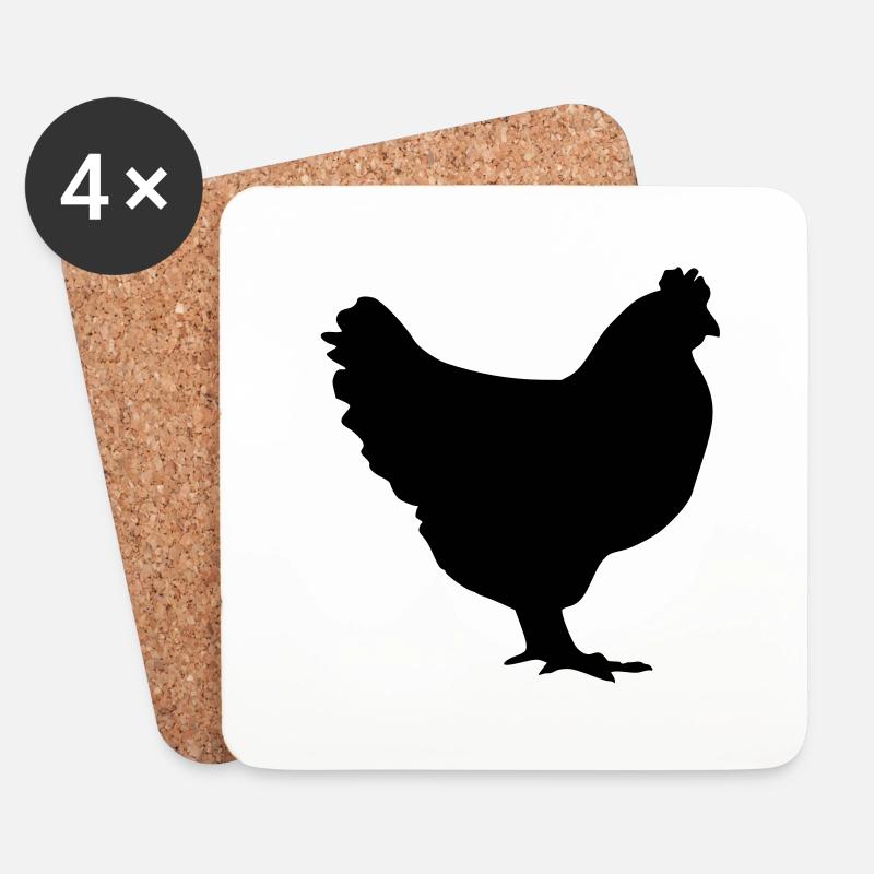 huhn - Untersetzer (4er-Set) - Weiß