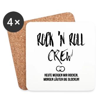 Junggesellenabschied JGA Rock Crew Spruch - Untersetzer (4er-Set) - Weiß - Vorne