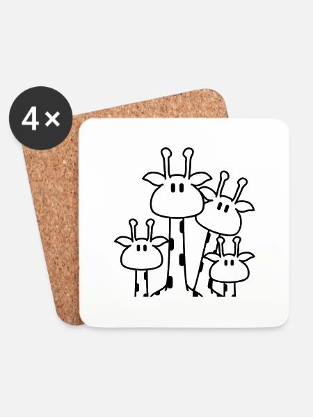 Süße Giraffen Familie 2 Kinder Mama Papa Giraffe - Untersetzer (4er-Set) - Weiß