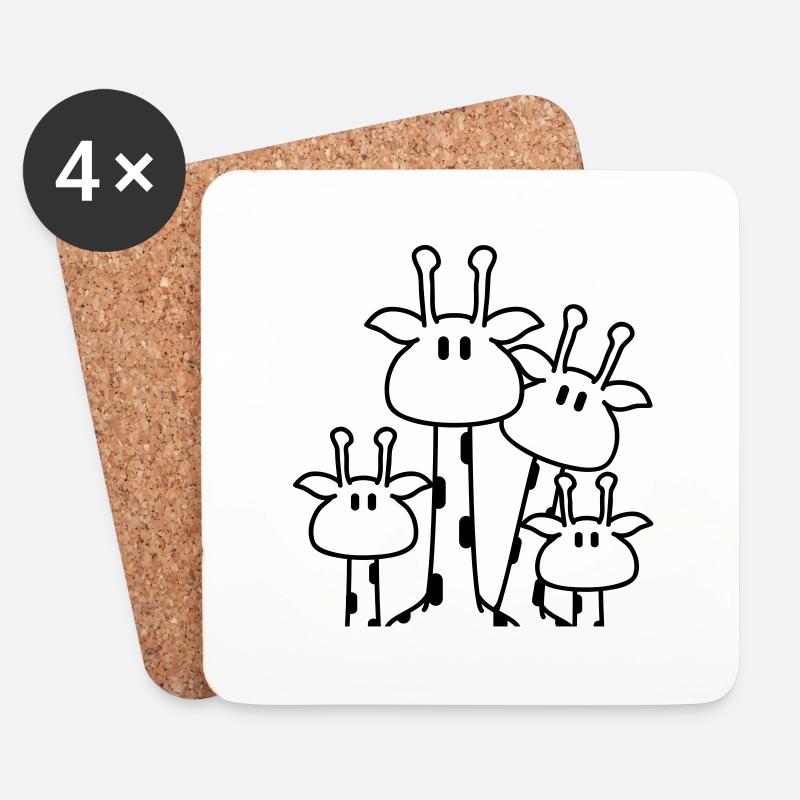 Süße Giraffen Familie 2 Kinder Mama Papa Giraffe - Untersetzer (4er-Set) - Weiß