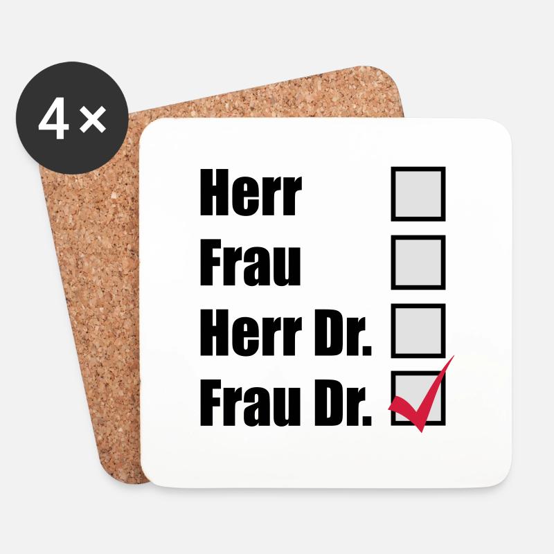 Frau Dr. - Untersetzer (4er-Set) - Weiß