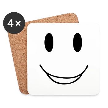 heureux smiley sourire - Dessous de verre (lot de 4) - blanc - Devant