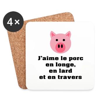 longe-lard-travers (couleur) - Dessous de verre (lot de 4) - blanc - Devant