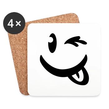 smiley_illu_c1 - Dessous de verre (lot de 4) - blanc - Devant