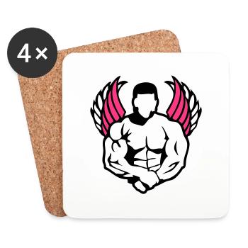 bodybuilder3 Supermuskel Flügel body1 - Untersetzer (4er-Set) - Weiß - Vorne
