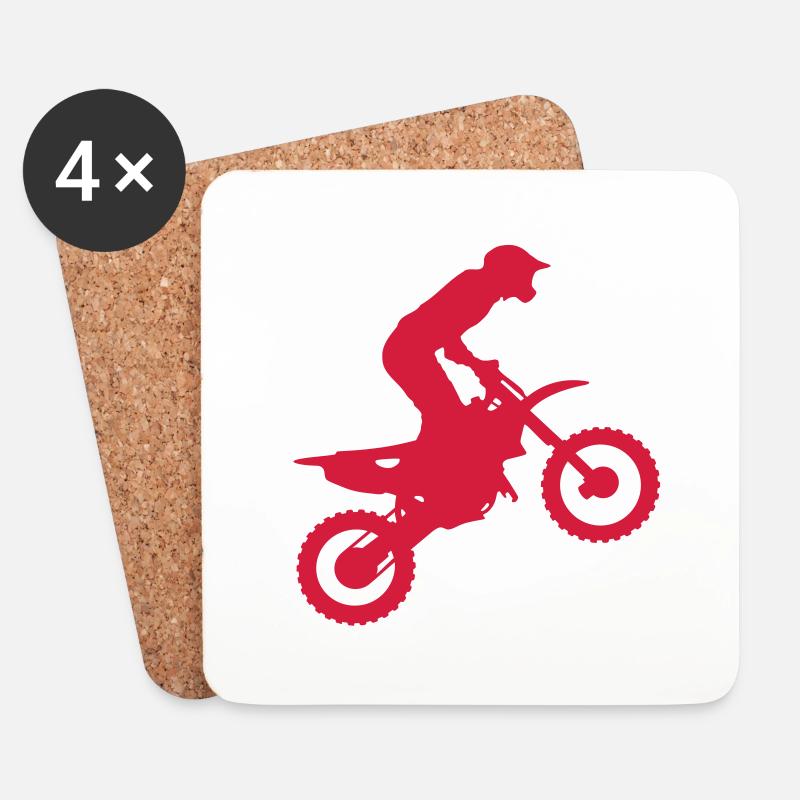 Motocross silhouette 1 - Untersetzer (4er-Set) - Weiß
