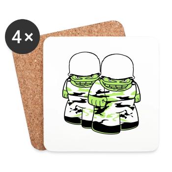 2 amis équipe couple soldat camouflage guerre armée - Dessous de verre (lot de 4) - blanc - Devant