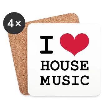 I Love House Music ! - Dessous de verre (lot de 4) - blanc - Devant