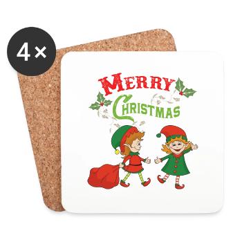 Christmas Elf Elf Christmas Christmas Xmas - Coasters (set of 4) - white - Front