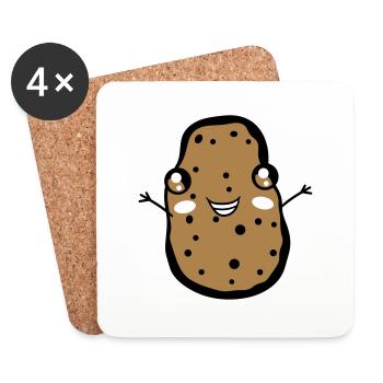 happy little cute cute funny face arm - Coasters (set of 4) - white - Front