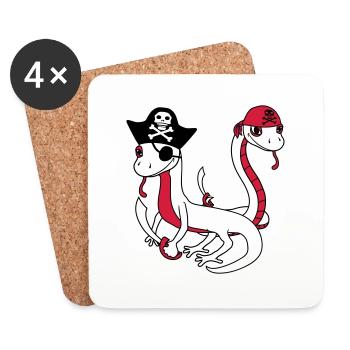 équipage amis équipe fête marin serpent pirate - Dessous de verre (lot de 4) - blanc - Devant