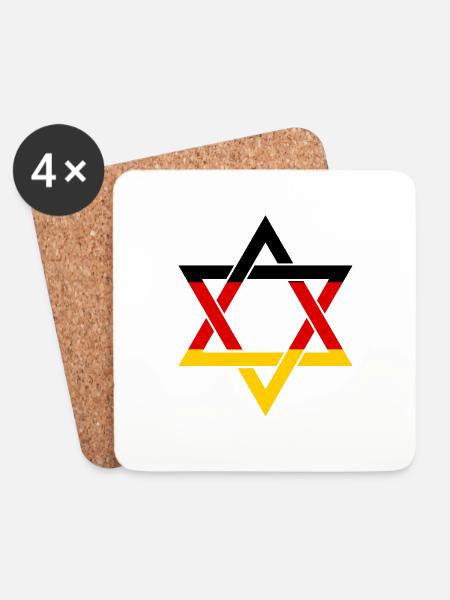 STOLZER DEUTSCHER JUDE Judentum Juden Menorah - Untersetzer (4er-Set) - Weiß
