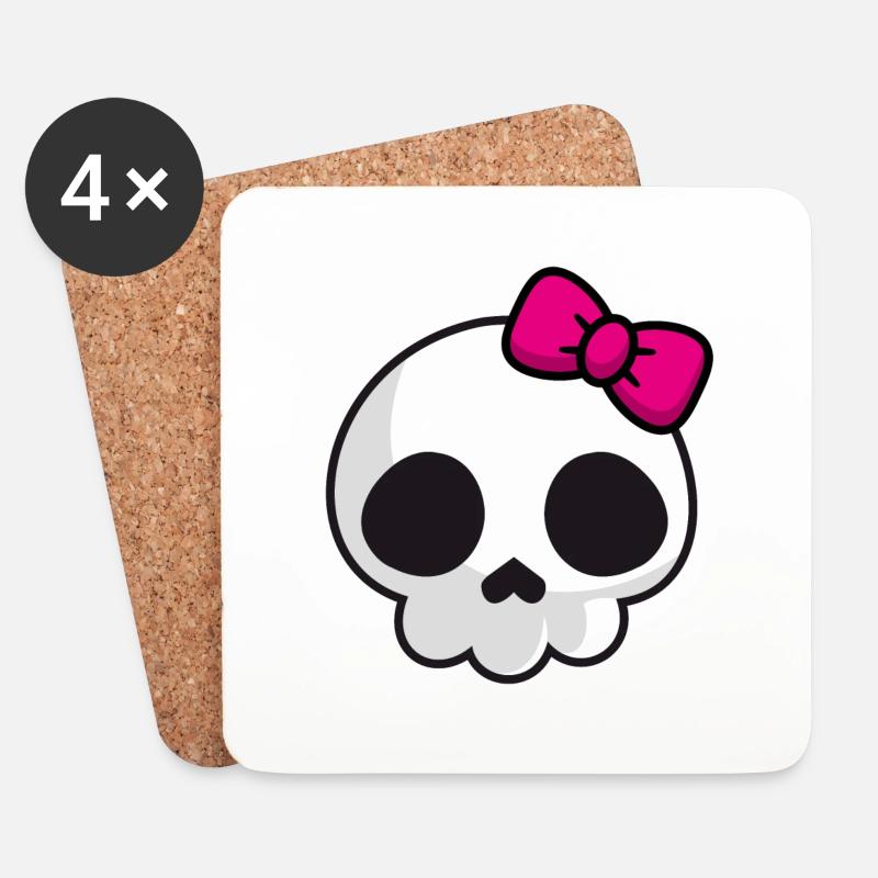 Pink Lady Skull - Untersetzer (4er-Set) - Weiß
