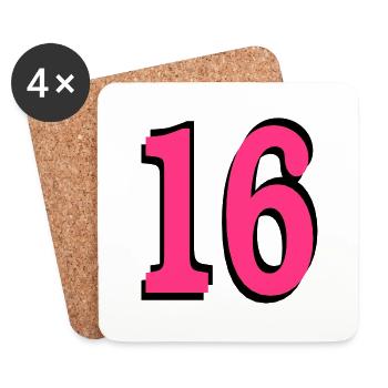 16 . Geburtstag - Untersetzer (4er-Set) - Weiß - Vorne