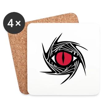 Oeil de dragon, Dragon Eye Tattoo Style, dragoneye - Dessous de verre (lot de 4) - blanc - Devant