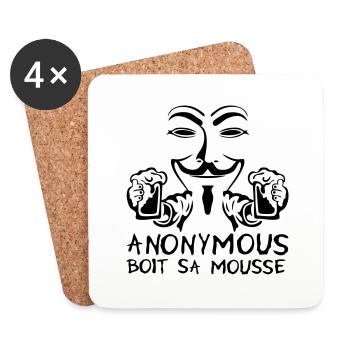 anonymous foam alcohol drink beer humou - Coasters (set of 4) - white - Front