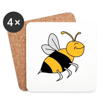 Happy Bee - Dessous de verre (lot de 4) - blanc - Devant