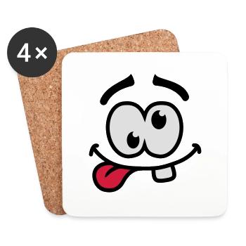 Crazy Smiley Face - Untersetzer (4er-Set) - Weiß - Vorne