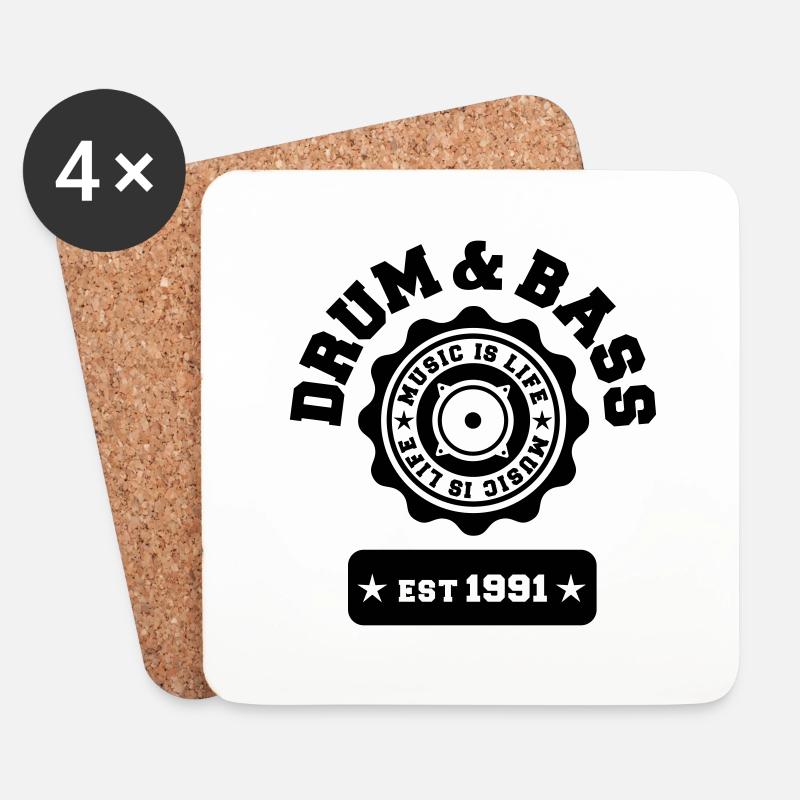 Drum and Bass - Coasters (set of 4) - white