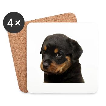 Niedlicher Rottweiler Welpe mit großen Augen - Untersetzer (4er-Set) - Weiß - Vorne