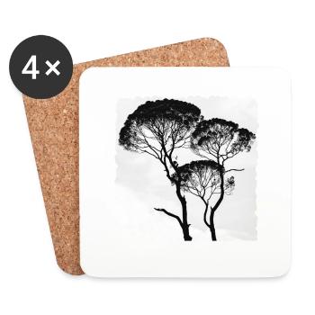 Branches d'arbres Afrique Afrique - Dessous de verre (lot de 4) - blanc - Devant
