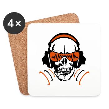 egaliseur casques dj crane tete mort skull 4 - Dessous de verre (lot de 4) - blanc - Devant