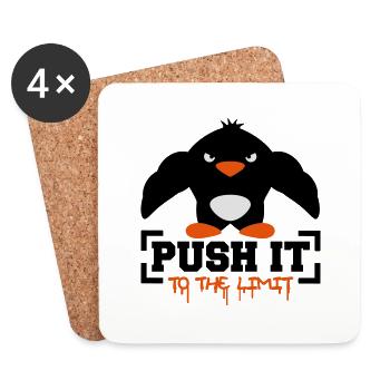 Push It To The Limit Lustiger Muskulöser Pinguin - Untersetzer (4er-Set) - Weiß - Vorne