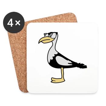 Hipster conceptions fraîches d'animaux mouette - Dessous de verre (lot de 4) - blanc - Devant