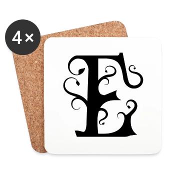 Monogramm Letter E - Untersetzer (4er-Set) - Weiß - Vorne