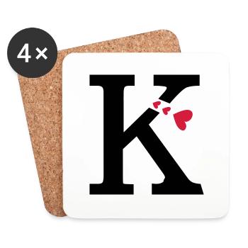 Capital letter K with hearts - Coasters (set of 4) - white - Front
