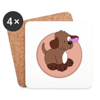 Bébé chien - Dessous de verre (lot de 4) - blanc - Devant