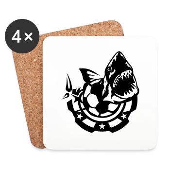 football football shark logo drawing club - Coasters (set of 4) - white - Front