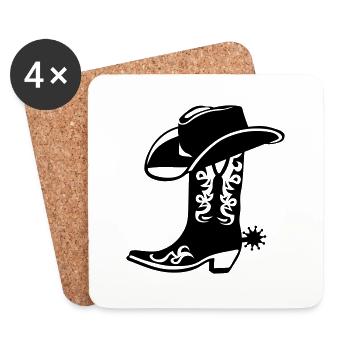 Cowboy Hut Stiefel Logo - Untersetzer (4er-Set) - Weiß - Vorne
