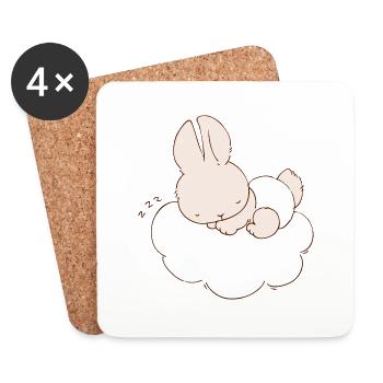 Baby Bunny sleeping on cloud - Coasters (set of 4) - white - Front